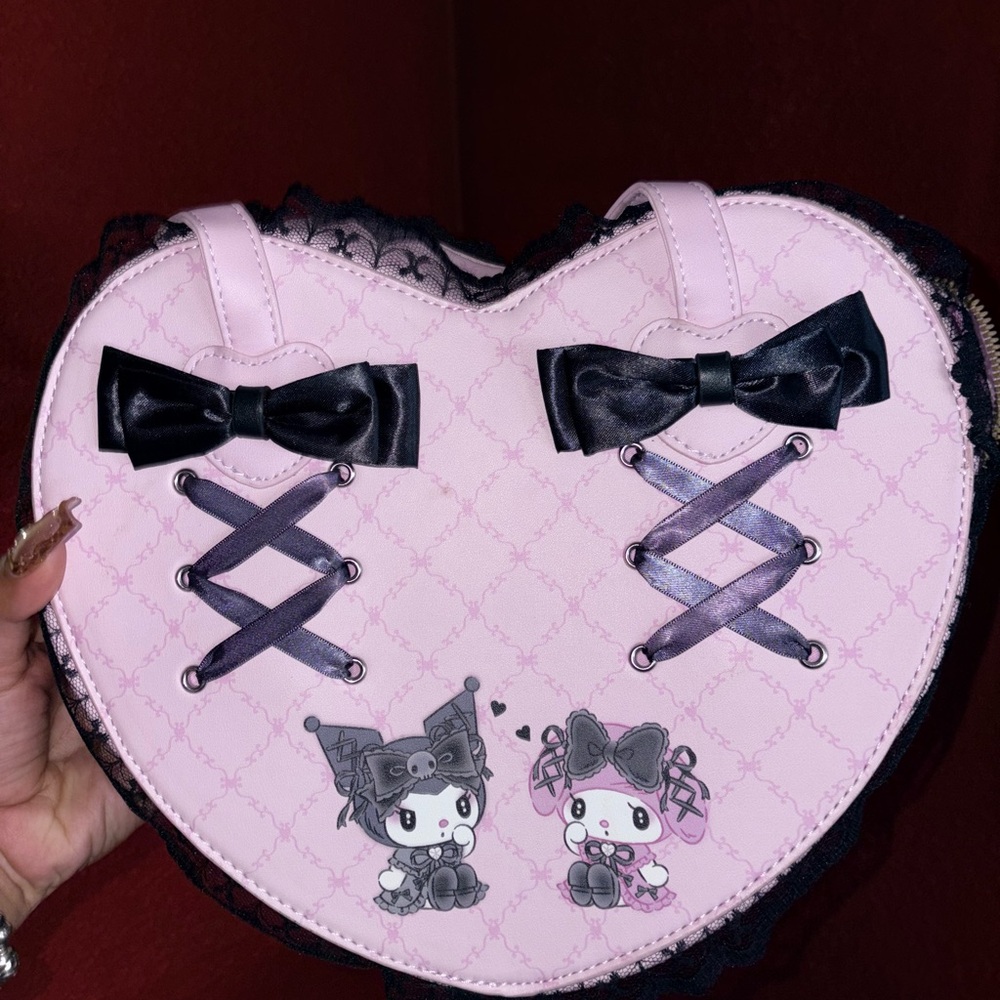 Pink Heart-Shaped kuromi x my melody bag